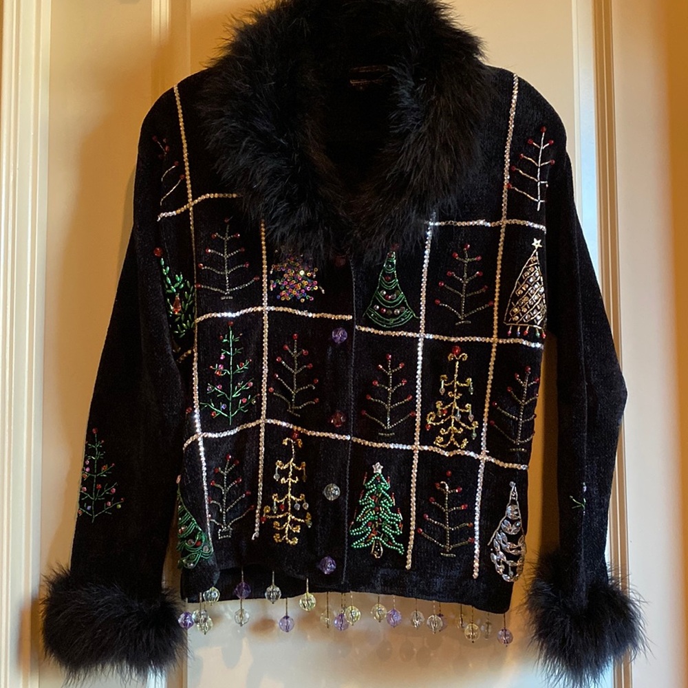 Vintage Berek Takako Sakon Christmas Sweater Cardigan